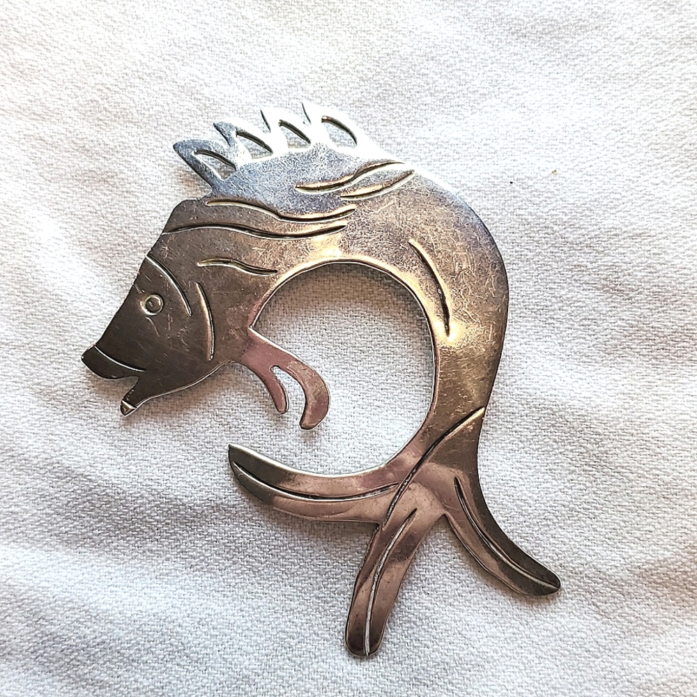 925 Silver Brooch. Indigenous Pacfic Northwest Style. Handmade.